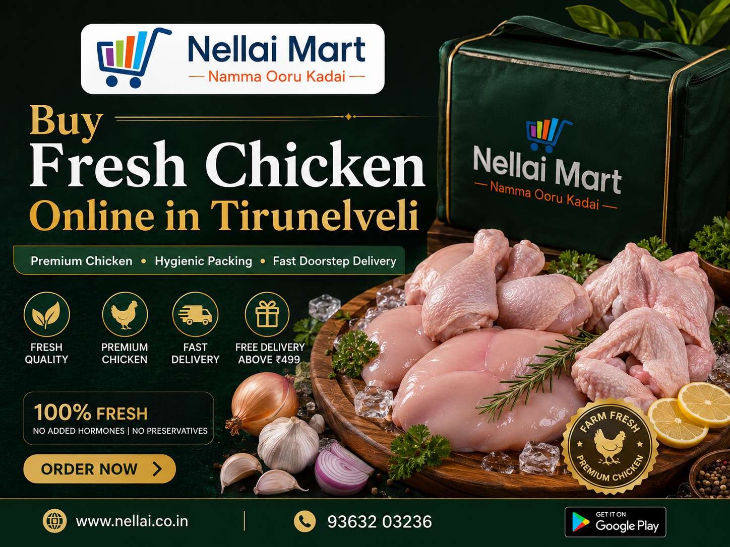 Buy fresh chicken online in Tirunelveli with premium quality chicken and fast home delivery from Nellai Mart.