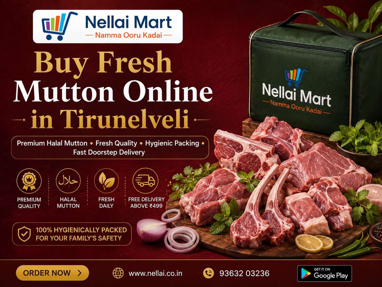 Buy fresh halal mutton online in Tirunelveli with premium quality and fast home delivery from Nellai Mart.