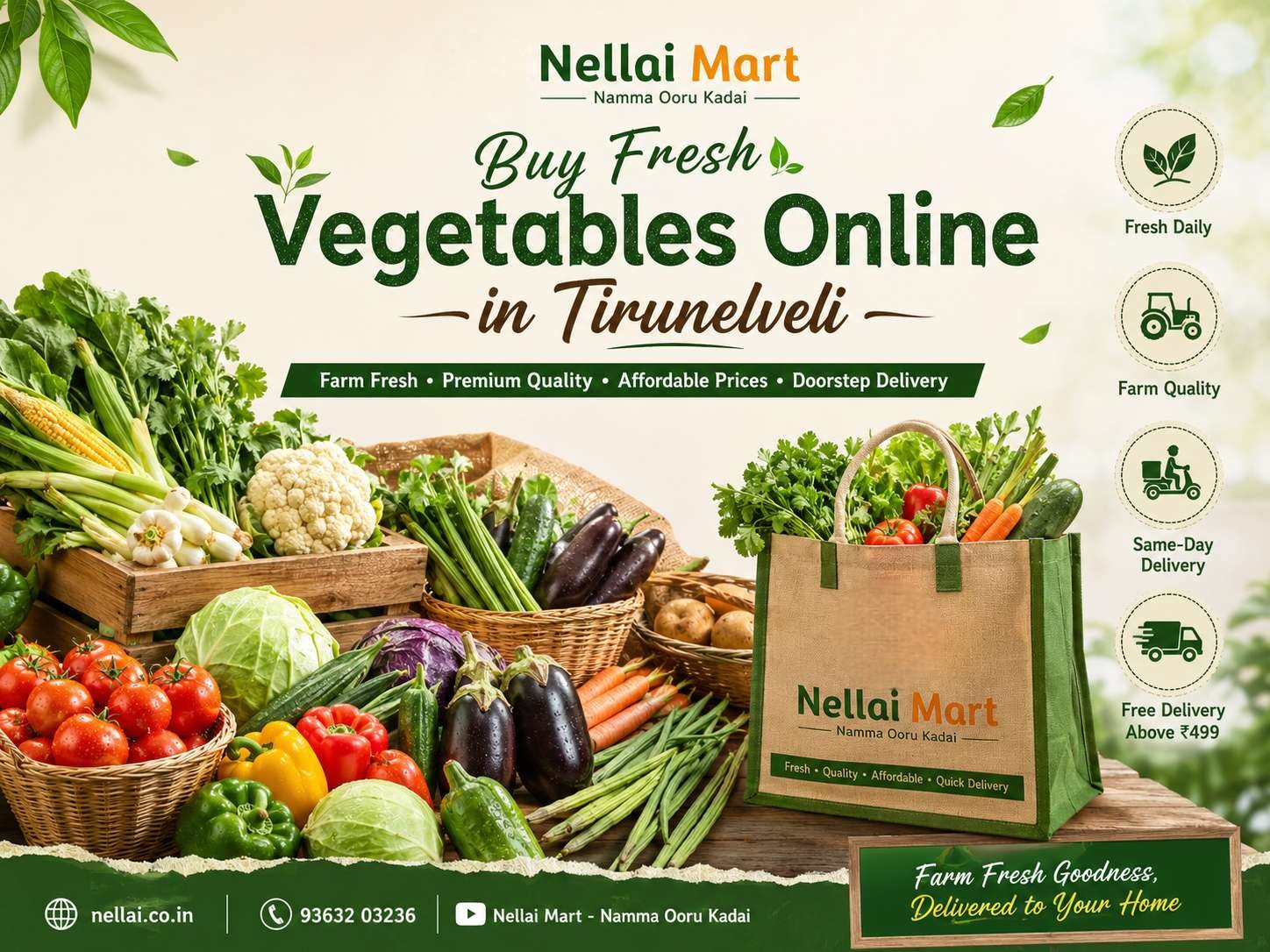 Buy fresh vegetables online in Tirunelveli with farm-fresh vegetables and doorstep delivery from Nellai Mart.