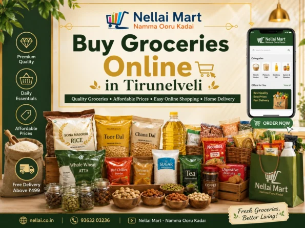 Buy groceries online in Tirunelveli including rice, pulses, spices, oils and daily essentials from Nellai Mart.
