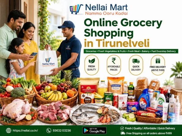 Online grocery shopping in Tirunelveli with fresh groceries, vegetables, fruits, meat and bakery products from Nellai Mart.